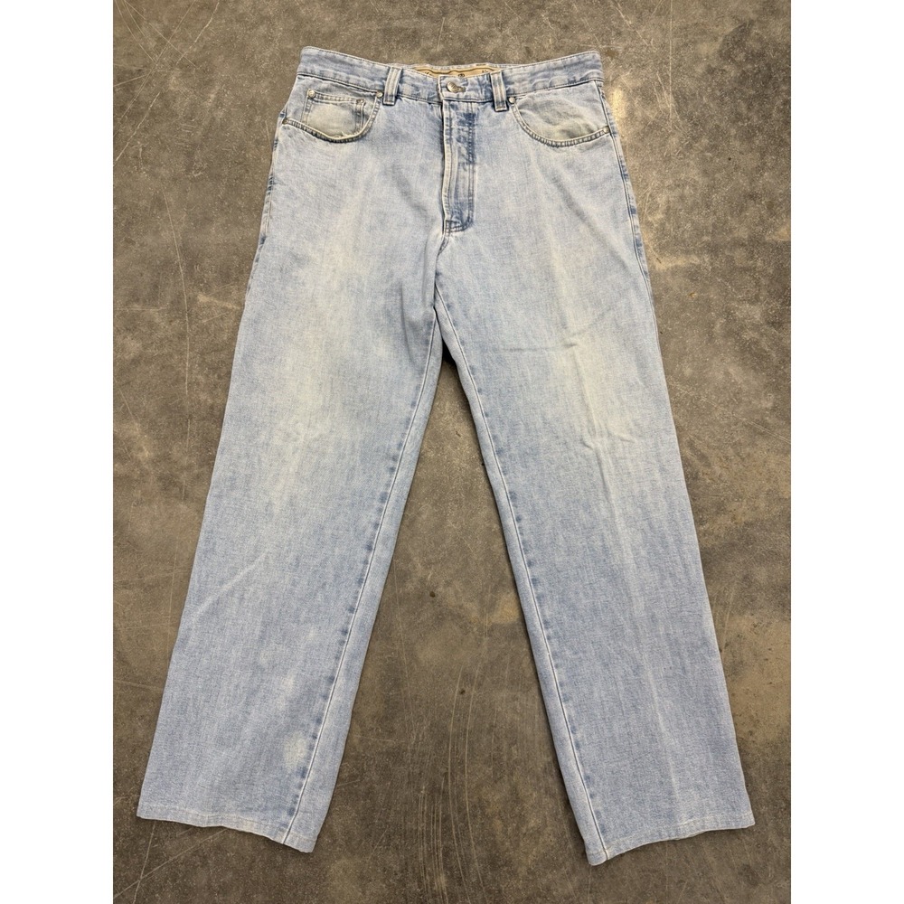 Ermenegildo Zegna Mens Light Wash Straight Leg Denim Jeans Blue Size 35
